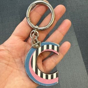 Henri Bendel Blue and Pink Striped Key Holder